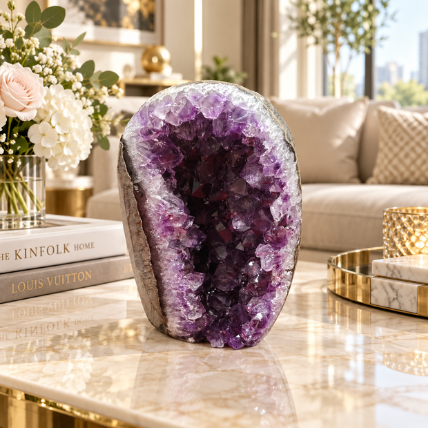 Premium Natural Amethyst Crystal – Purple Crystal Home Décor & Serenity Accent | Size: 9×6 | 417 Grams