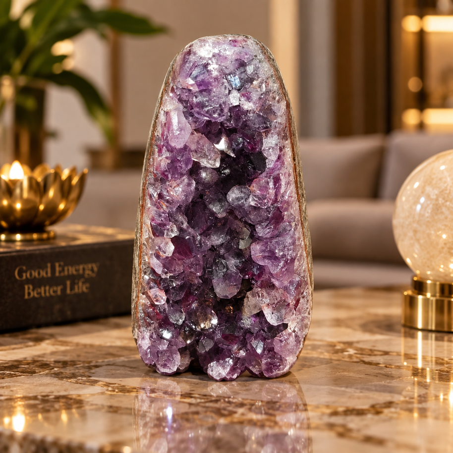 Premium Natural Amethyst Crystal – Purple Crystal Home Décor & Serenity Accent | Size: 5×9 | 340 Grams