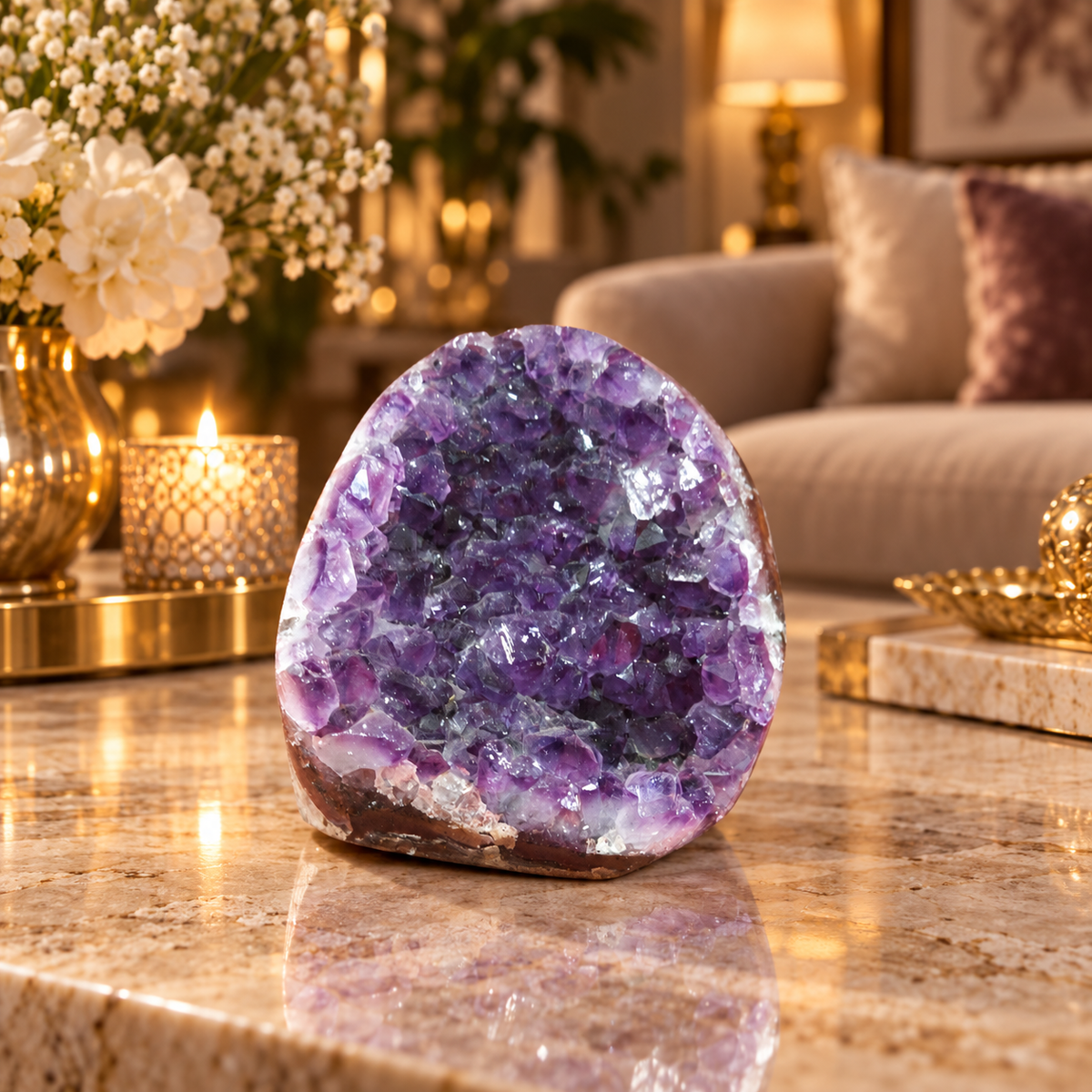 Premium Natural Amethyst Crystal – Purple Crystal Home Décor & Serenity Accent | Size: 8×6 | 431 Grams