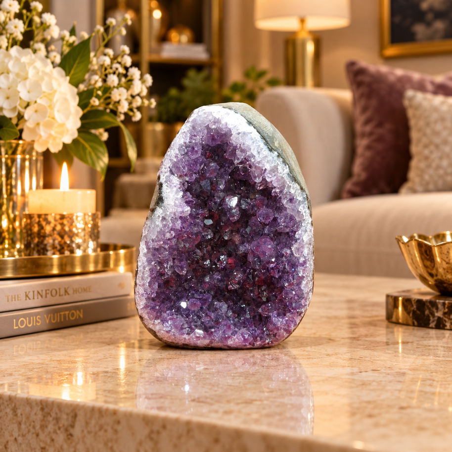 Premium Natural Amethyst Crystal – Purple Crystal Home Décor & Serenity Accent | Size: 5×8 | 241 Grams