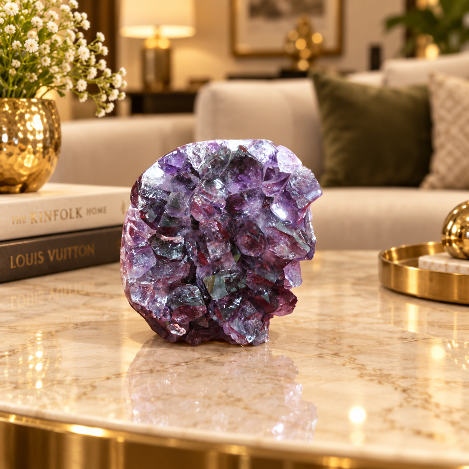 Premium Natural Amethyst Crystal – Purple Crystal Home Décor & Serenity Accent | Size: 7×8 | 530 Grams