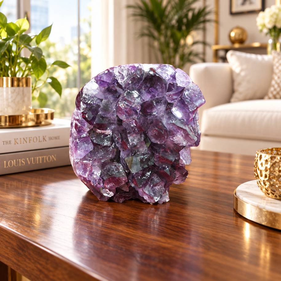 Premium Natural Amethyst Crystal – Purple Crystal Home Décor & Serenity Accent | Size: 7×8 | 530 Grams