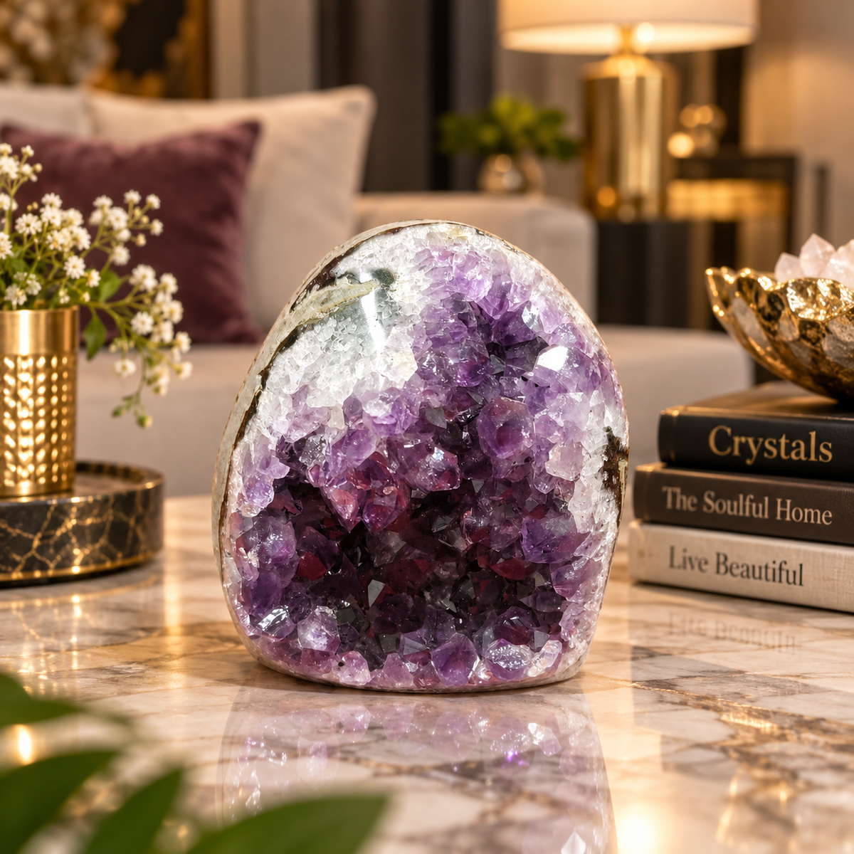 Premium Natural Amethyst Crystal – Purple Crystal Home Décor & Serenity Accent | Size: 6×7 | 430 Grams