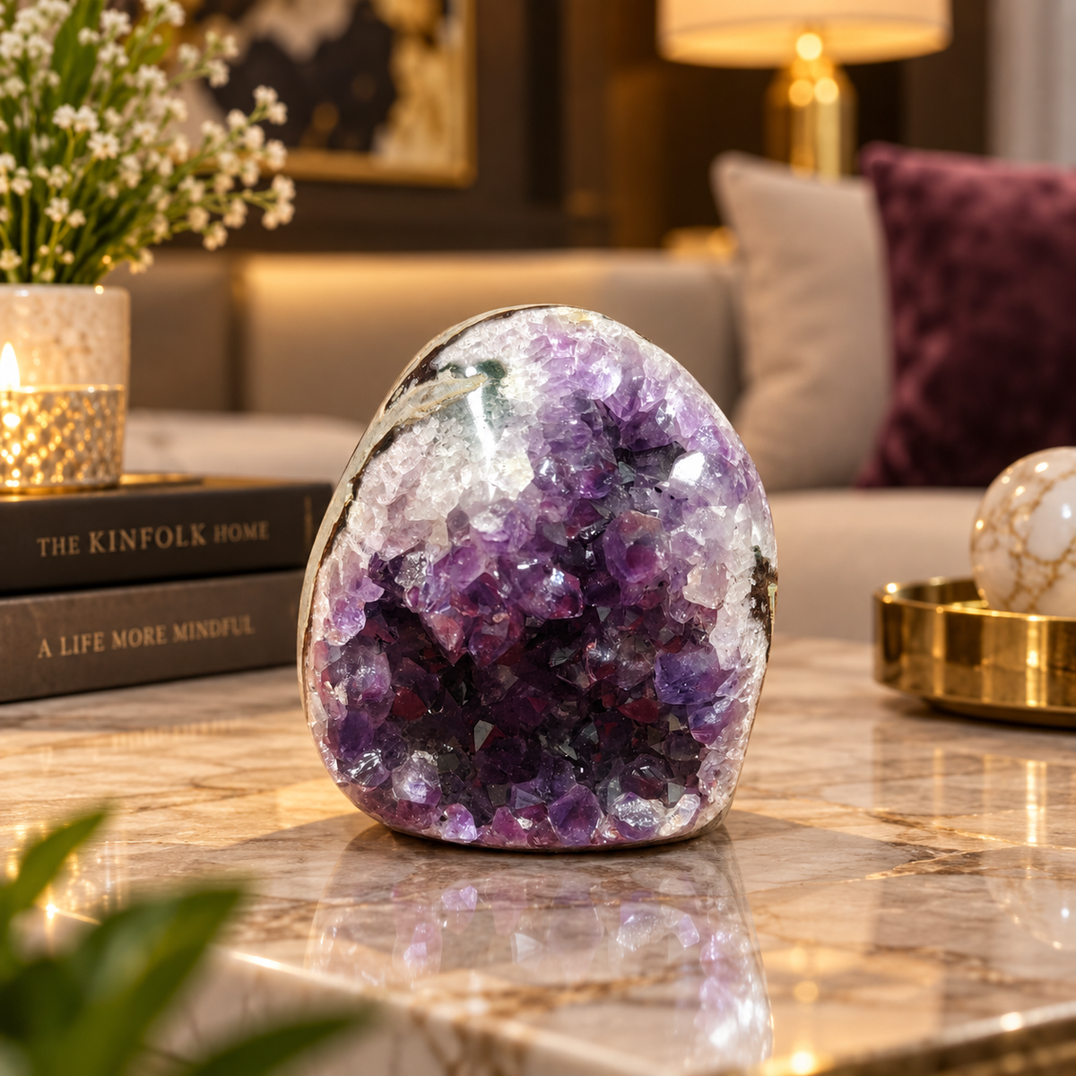 Premium Natural Amethyst Crystal – Purple Crystal Home Décor & Serenity Accent | Size: 6×7 | 430 Grams