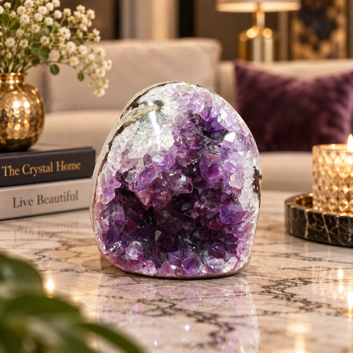 Premium Natural Amethyst Crystal – Purple Crystal Home Décor & Serenity Accent | Size: 6×7 | 430 Grams