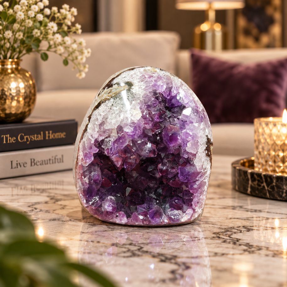 Premium Natural Amethyst Crystal – Purple Crystal Home Décor & Serenity Accent | Size: 6×7 | 430 Grams