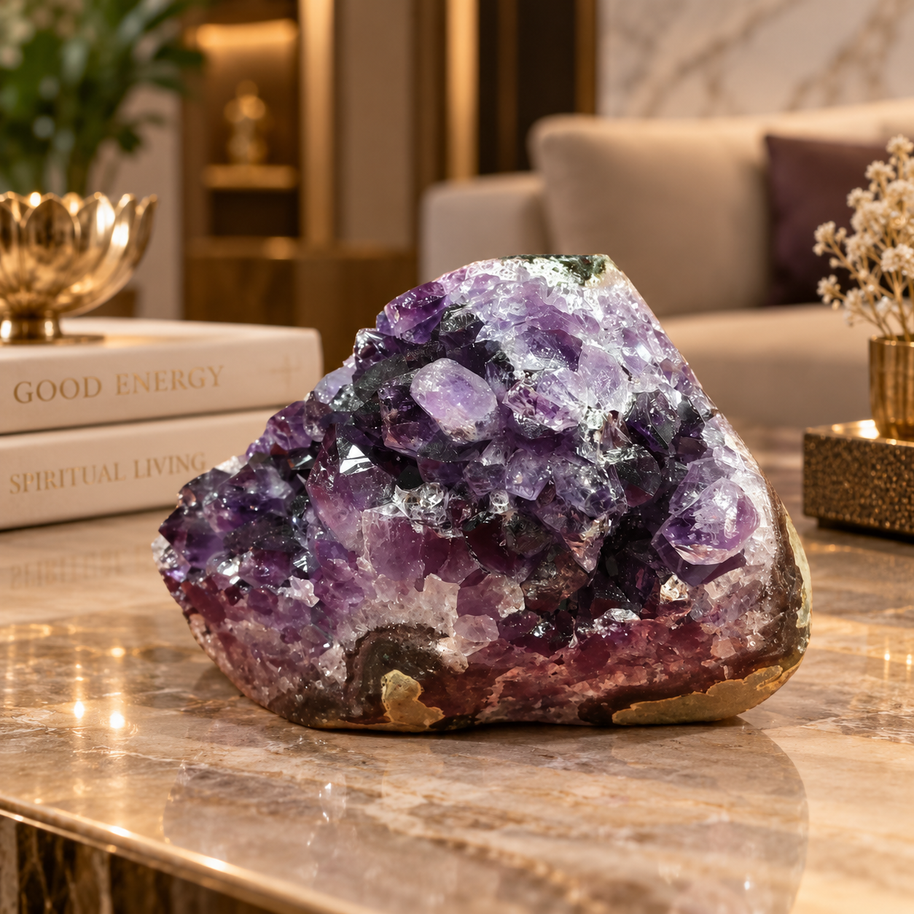 Premium Natural Amethyst Crystal – Purple Crystal Home Décor & Serenity Accent | Size: 10×7 | 381 Grams