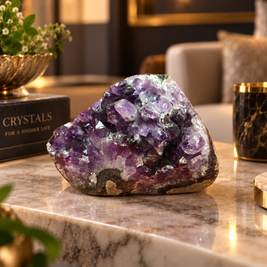 Premium Natural Amethyst Crystal – Purple Crystal Home Décor & Serenity Accent | Size: 10×7 | 381 Grams