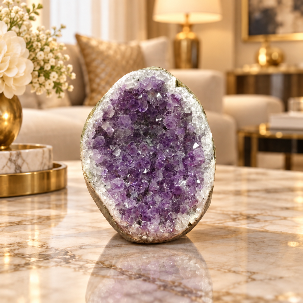 Premium Natural Amethyst Crystal – Purple Crystal Home Décor & Serenity Accent | Size: 6×7 | 338 Grams