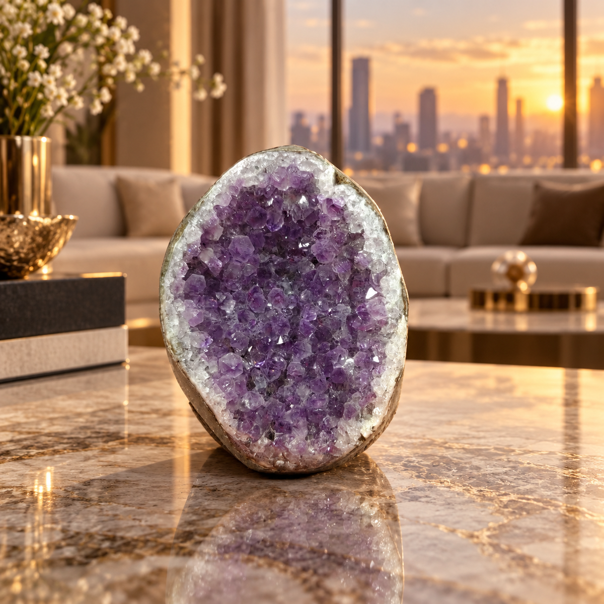 Premium Natural Amethyst Crystal – Purple Crystal Home Décor & Serenity Accent | Size: 6×7 | 338 Grams