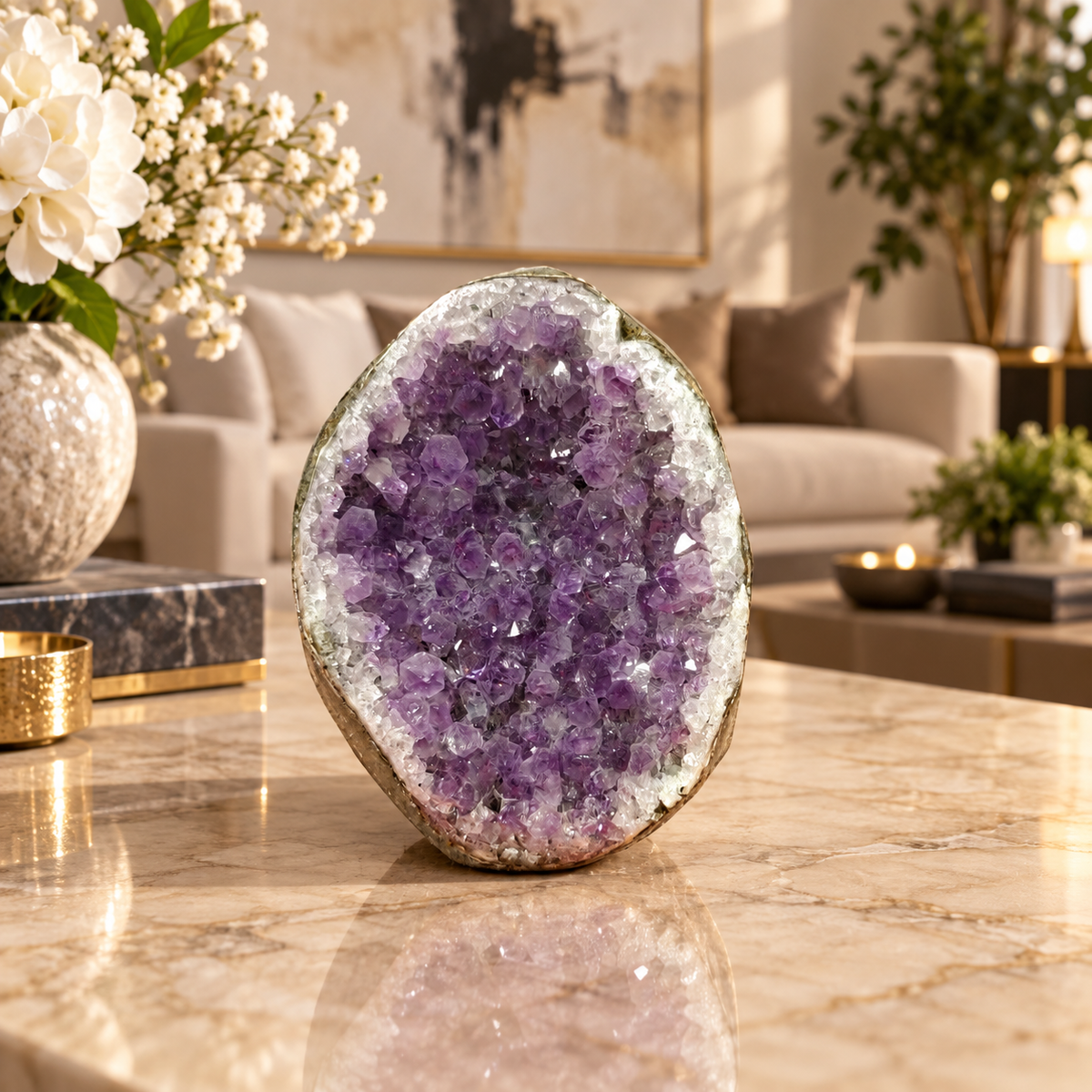 Premium Natural Amethyst Crystal – Purple Crystal Home Décor & Serenity Accent | Size: 6×7 | 338 Grams