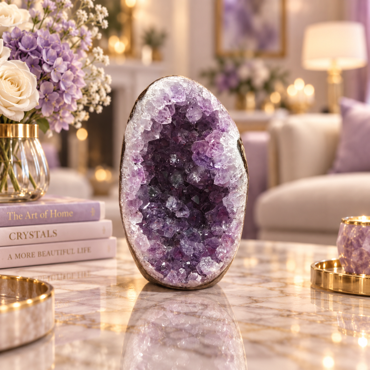 Premium Natural Amethyst Crystal – Purple Crystal Home Décor & Serenity Accent | Size: 5×9 | 323 Grams