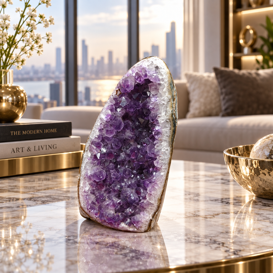 Premium Natural Amethyst Crystal – Purple Crystal Home Décor & Serenity Accent | Size: 6×10 | 448 Grams