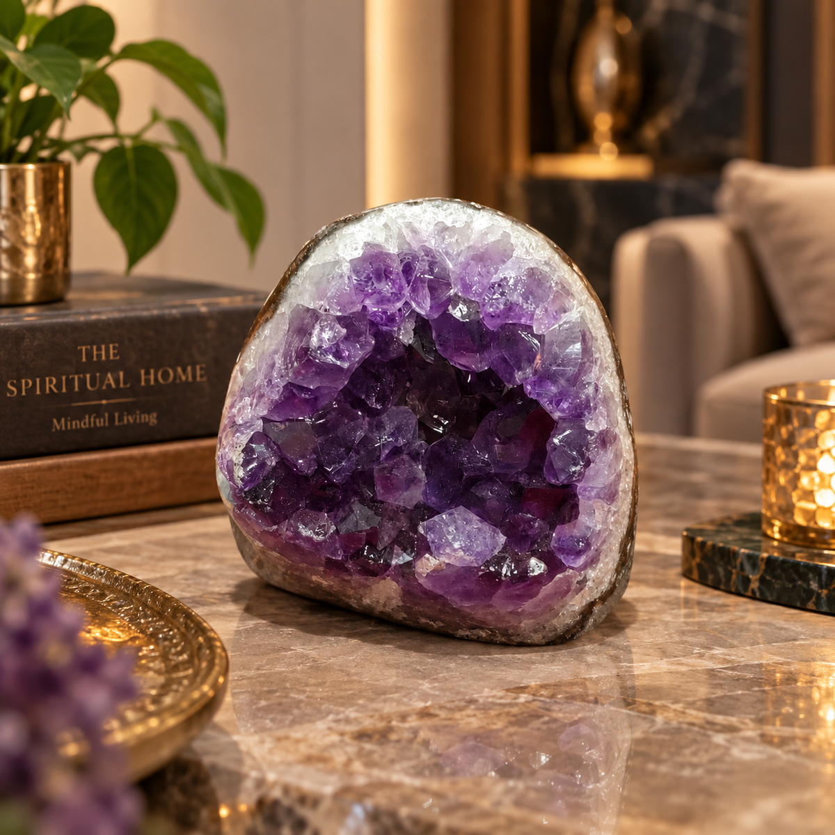 Premium Natural Amethyst Crystal – Purple Crystal Home Décor & Serenity Accent | Size: 5×6 | 239 Grams