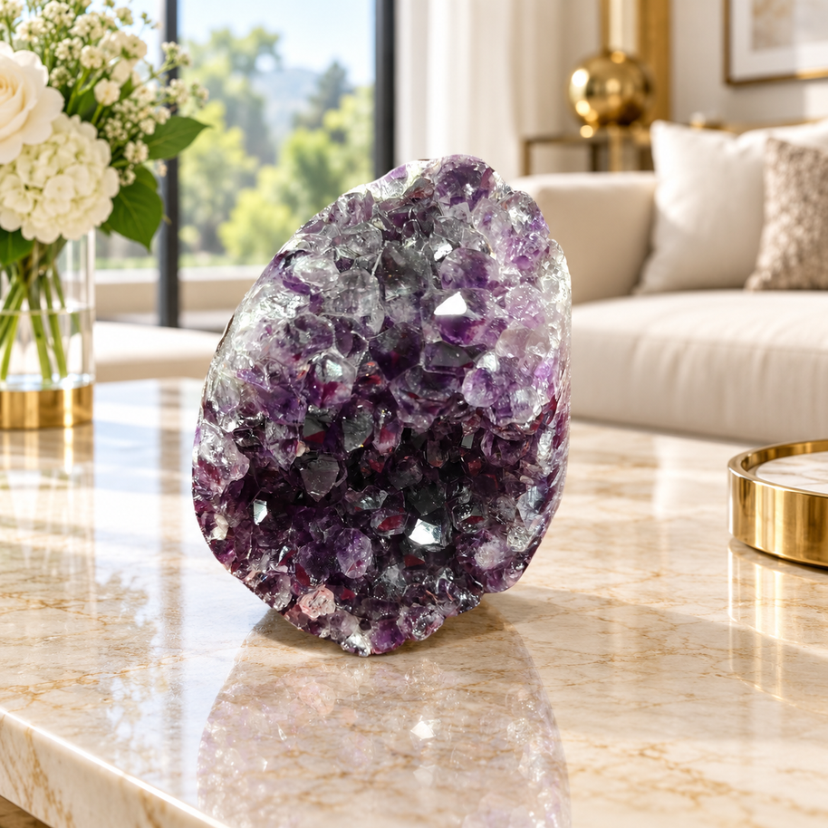 Premium Natural Amethyst Crystal – Purple Crystal Home Décor & Serenity Accent | Size: 8×10 | 887 Grams