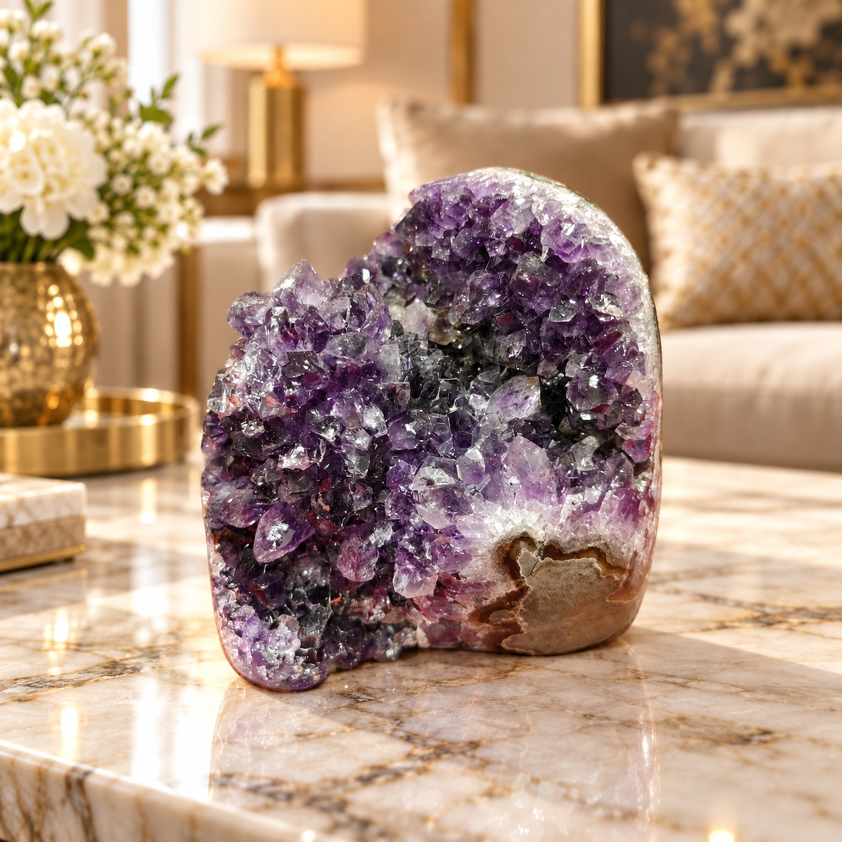 Premium Natural Amethyst Crystal – Purple Crystal Home Décor & Serenity Accent | Size: 9×8 | 892 Grams
