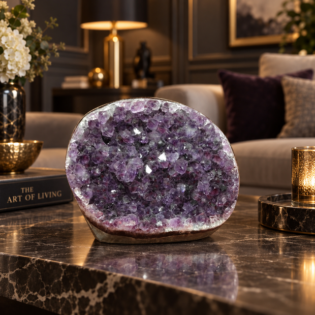 Premium Natural Amethyst Crystal – Purple Crystal Home Décor & Serenity Accent | Size: 8×9 | 489 Grams