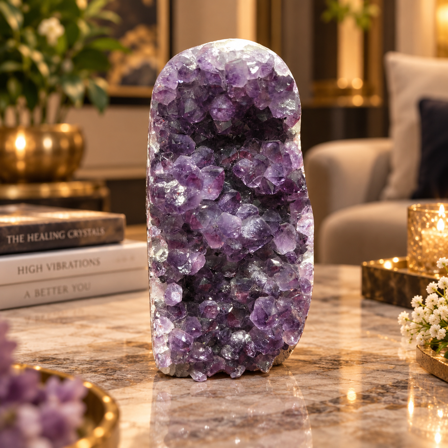 Premium Natural Amethyst Crystal – Purple Crystal Home Décor & Serenity Accent | Size: 6×11 | 825 Grams