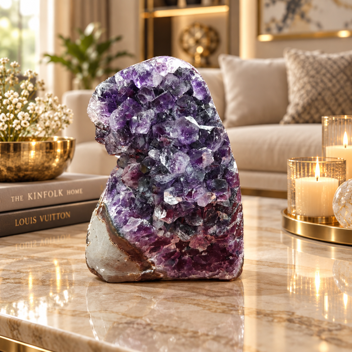 Premium Natural Amethyst Crystal – Purple Crystal Home Décor & Serenity Accent | Size: 11×13 | 1.213 KG