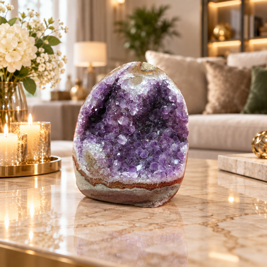 Premium Natural Amethyst Crystal – Purple Crystal Home Décor & Serenity Accent | Size: 8×9 | 821 Grams