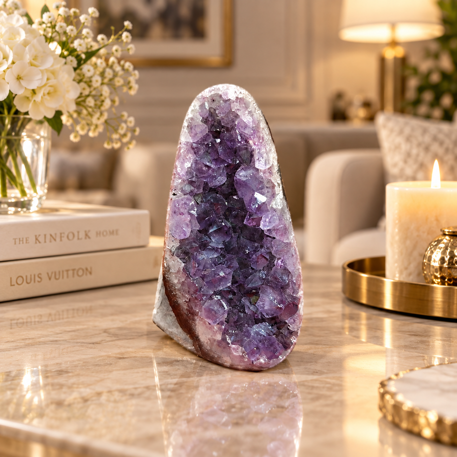 Premium Natural Amethyst Crystal – Purple Crystal Home Décor & Serenity Accent | Size: 6×9 | 399 Grams
