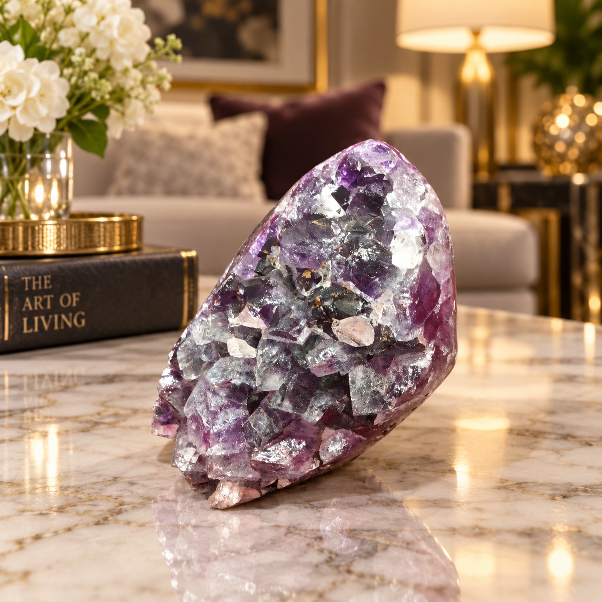 Premium Natural Amethyst Crystal – Purple Crystal Home Décor & Serenity Accent | Size: 7×9 | 617 Grams