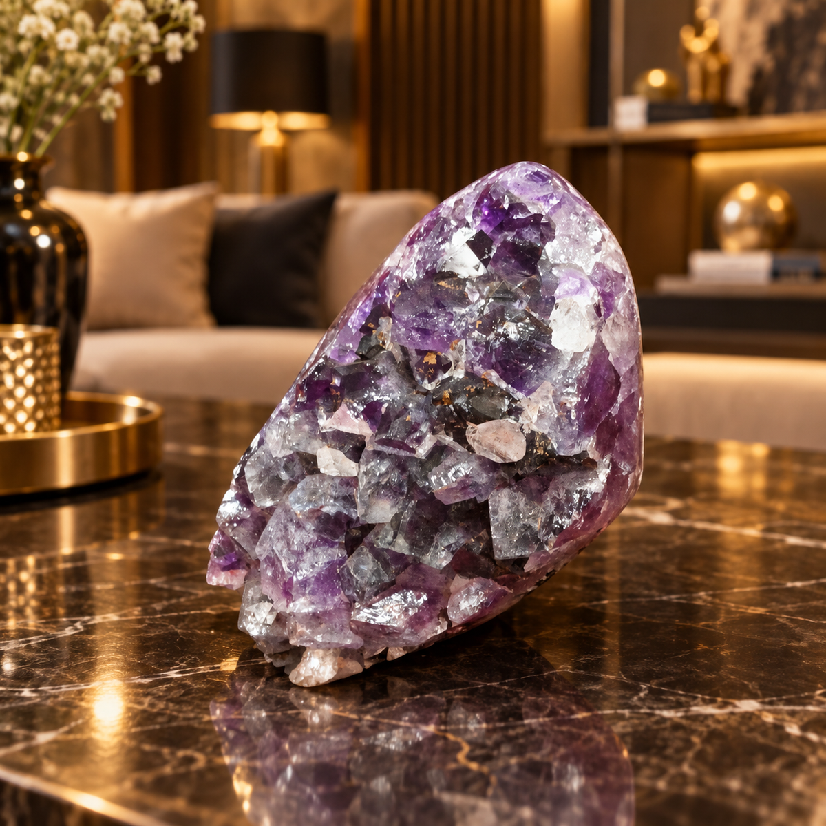 Premium Natural Amethyst Crystal – Purple Crystal Home Décor & Serenity Accent | Size: 7×9 | 617 Grams