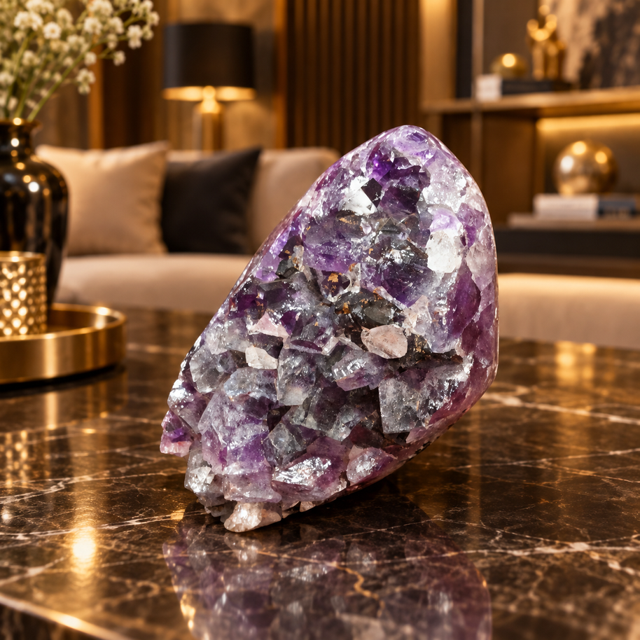 Premium Natural Amethyst Crystal – Purple Crystal Home Décor & Serenity Accent | Size: 7×9 | 617 Grams