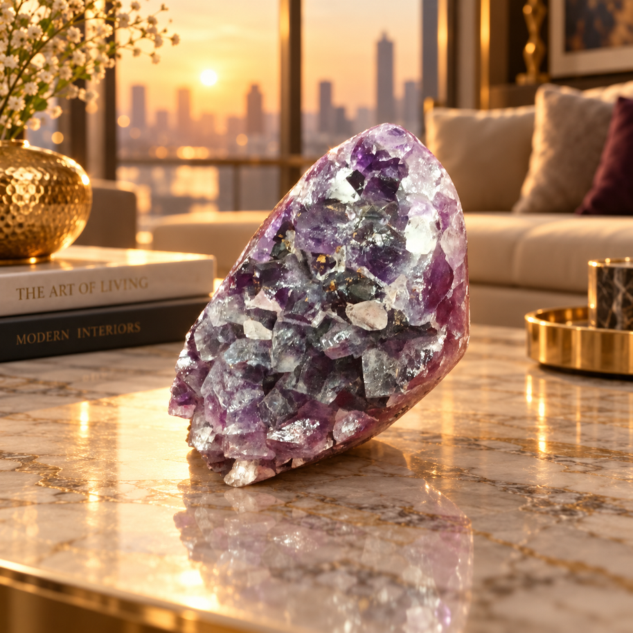 Premium Natural Amethyst Crystal – Purple Crystal Home Décor & Serenity Accent | Size: 7×9 | 617 Grams