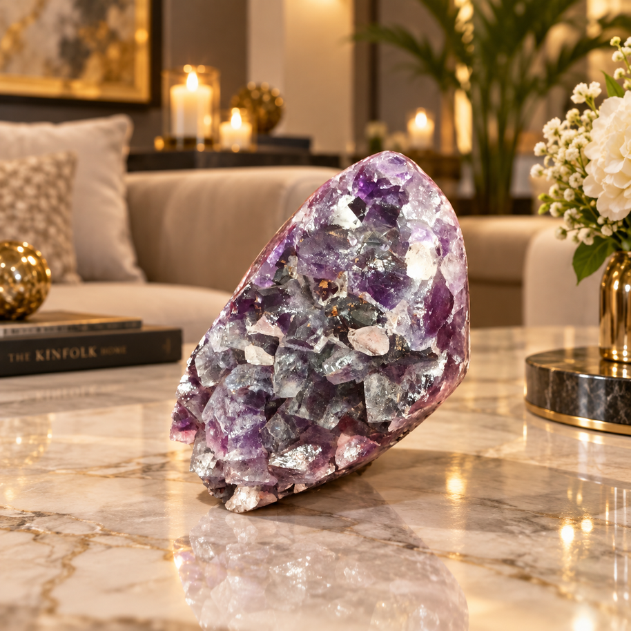 Premium Natural Amethyst Crystal – Purple Crystal Home Décor & Serenity Accent | Size: 7×9 | 617 Grams