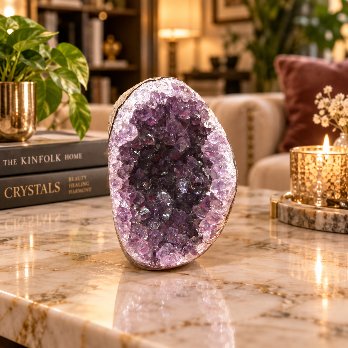 Premium Natural Amethyst Crystal – Purple Crystal Home Décor & Serenity Accent | Size: 6×9 | 415 Grams