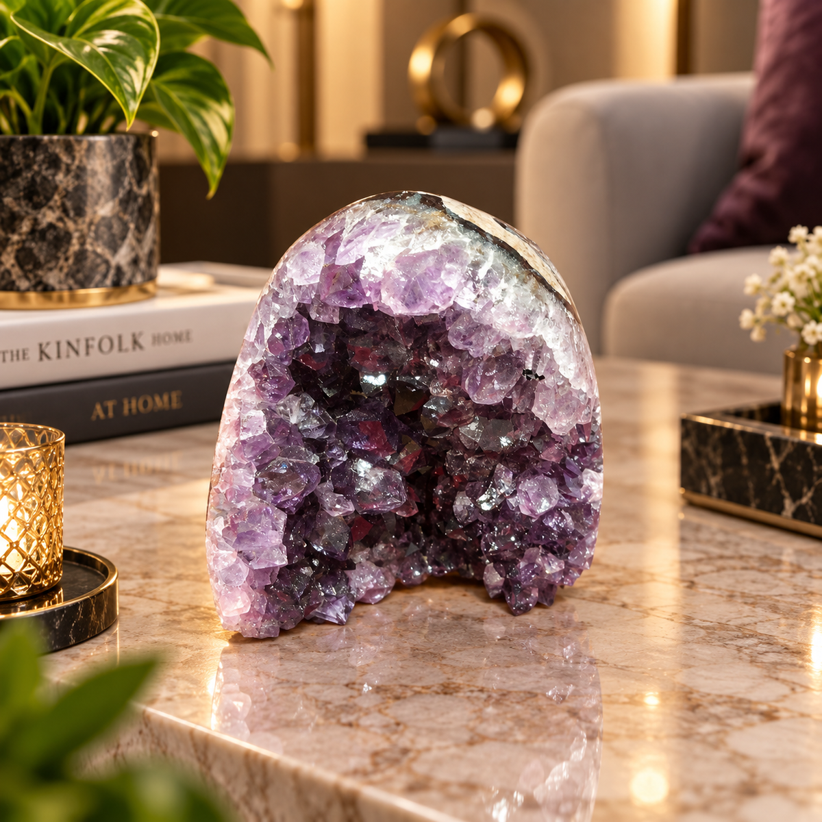 Premium Natural Amethyst Crystal – Purple Crystal Home Décor & Serenity Accent | Size: 9×8 | 418 Grams