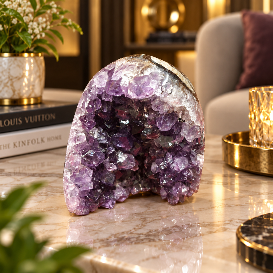 Premium Natural Amethyst Crystal – Purple Crystal Home Décor & Serenity Accent | Size: 9×8 | 418 Grams