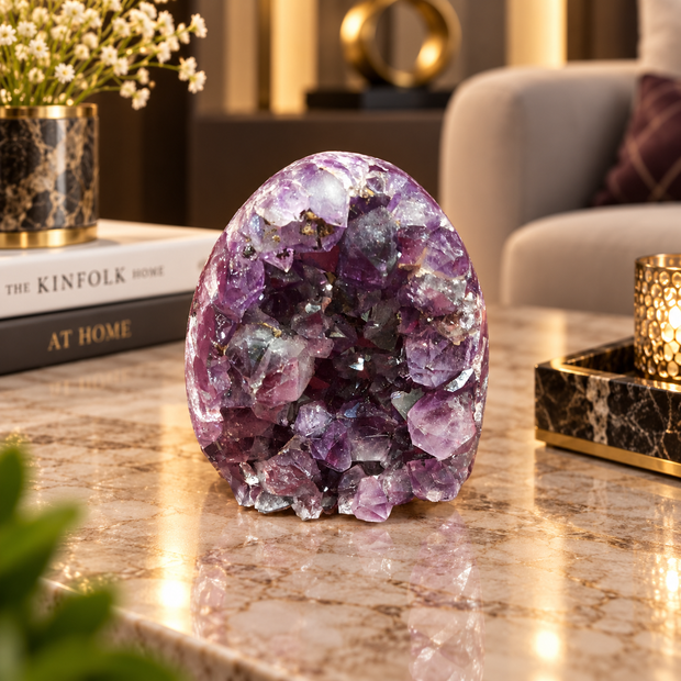 Premium Natural Amethyst Crystal – Purple Crystal Home Décor & Serenity Accent | Size: 7×8 | 334 Grams