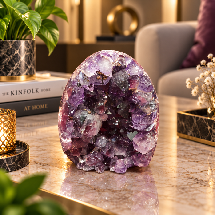 Premium Natural Amethyst Crystal – Purple Crystal Home Décor & Serenity Accent | Size: 7×8 | 334 Grams