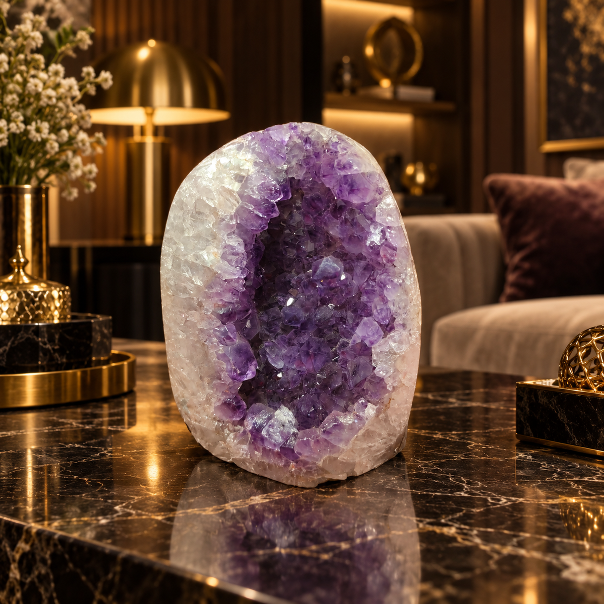 Premium Natural Amethyst Crystal – Purple Crystal Home Décor & Serenity Accent | Size: 9×10 | 911 Grams
