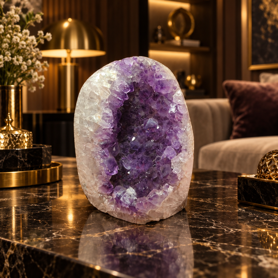 Premium Natural Amethyst Crystal – Purple Crystal Home Décor & Serenity Accent | Size: 9×10 | 911 Grams