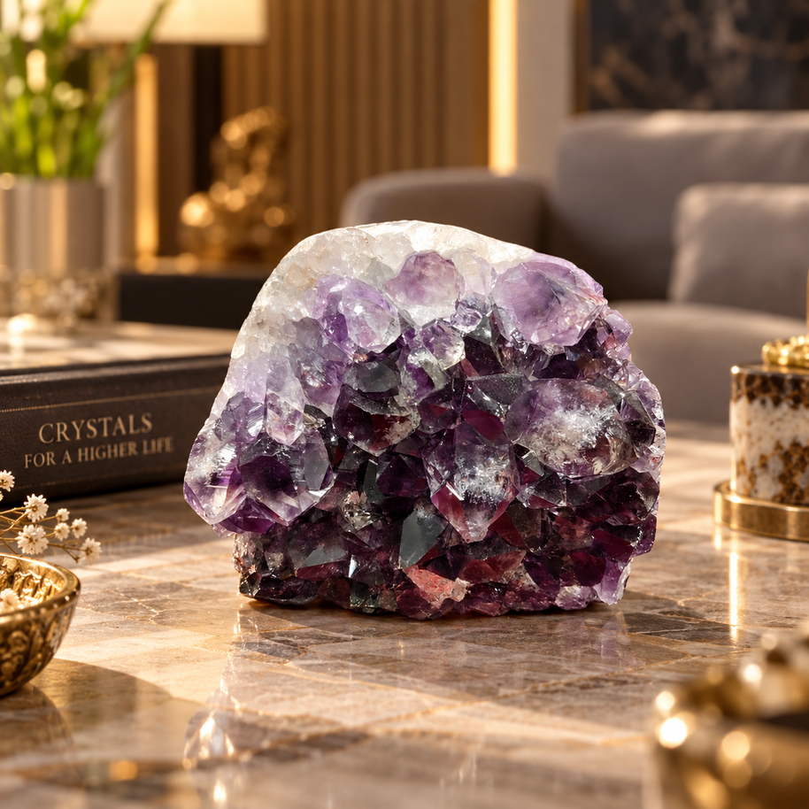 Premium Natural Amethyst Crystal – Purple Crystal Home Décor & Serenity Accent | Size: 11×9 | 1.002 KG