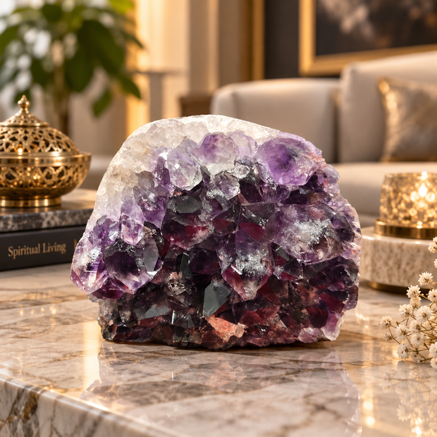Premium Natural Amethyst Crystal – Purple Crystal Home Décor & Serenity Accent | Size: 11×9 | 1.002 KG