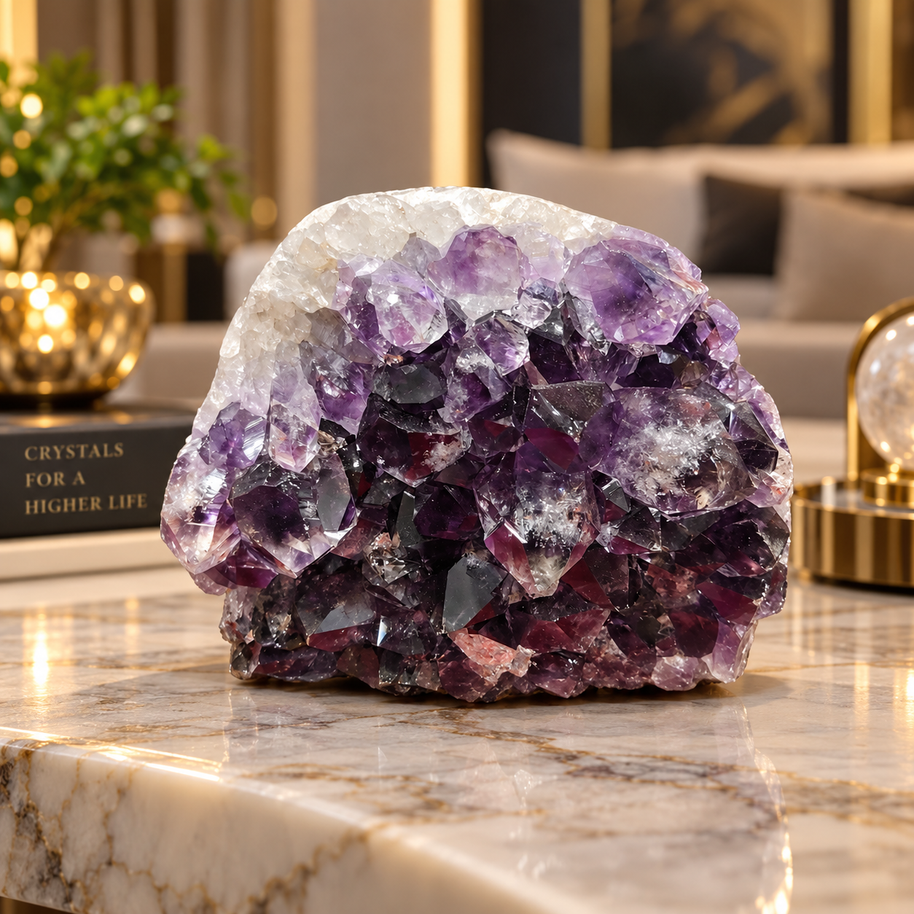 Premium Natural Amethyst Crystal – Purple Crystal Home Décor & Serenity Accent | Size: 11×9 | 1.002 KG