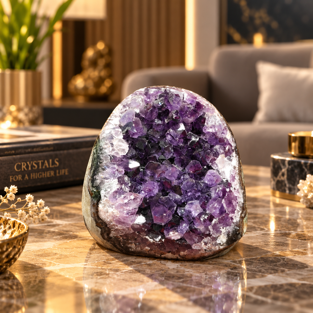 Premium Natural Amethyst Crystal – Purple Crystal Home Décor & Serenity Accent | Size: 7×6 | 300 Grams