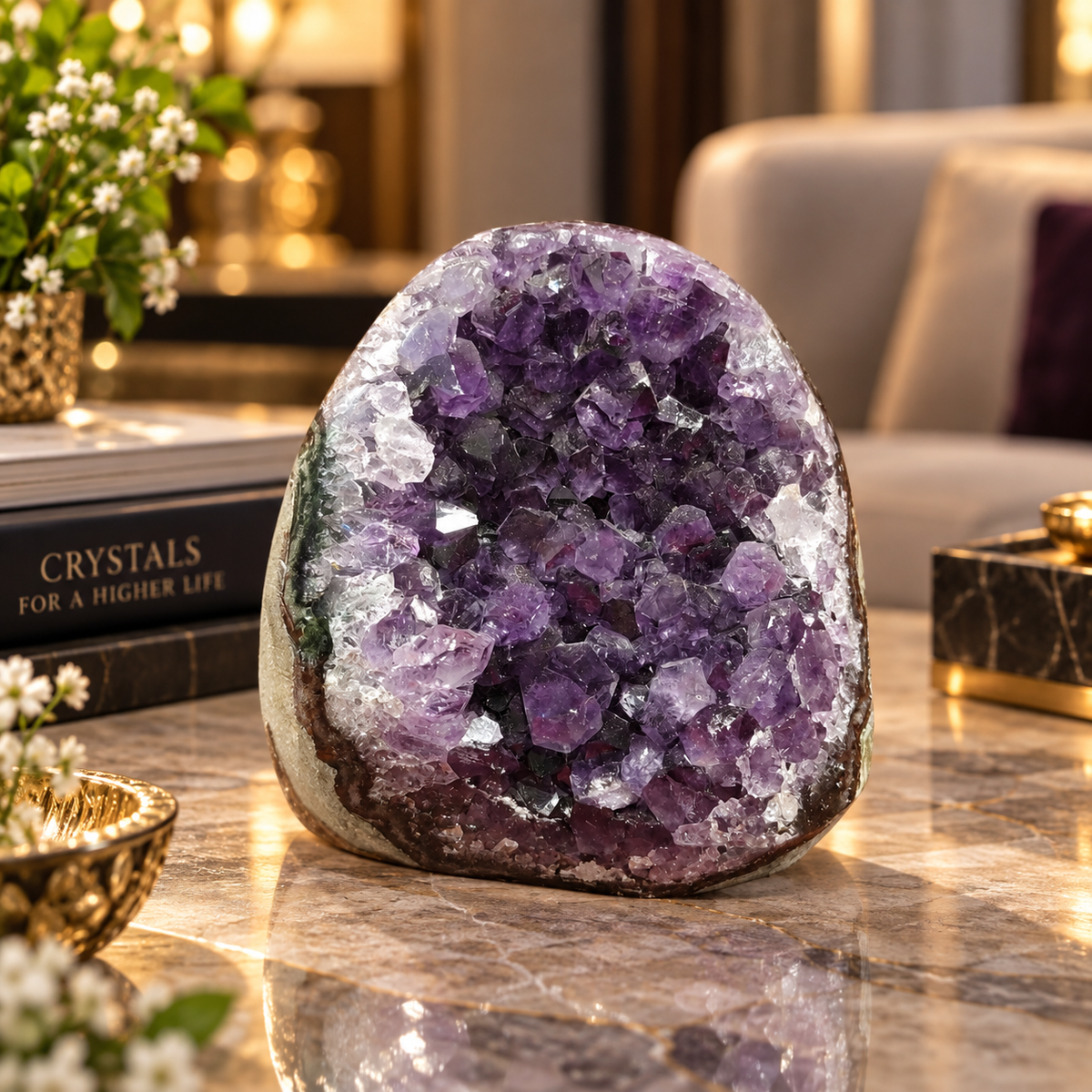 Premium Natural Amethyst Crystal – Purple Crystal Home Décor & Serenity Accent | Size: 7×6 | 300 Grams