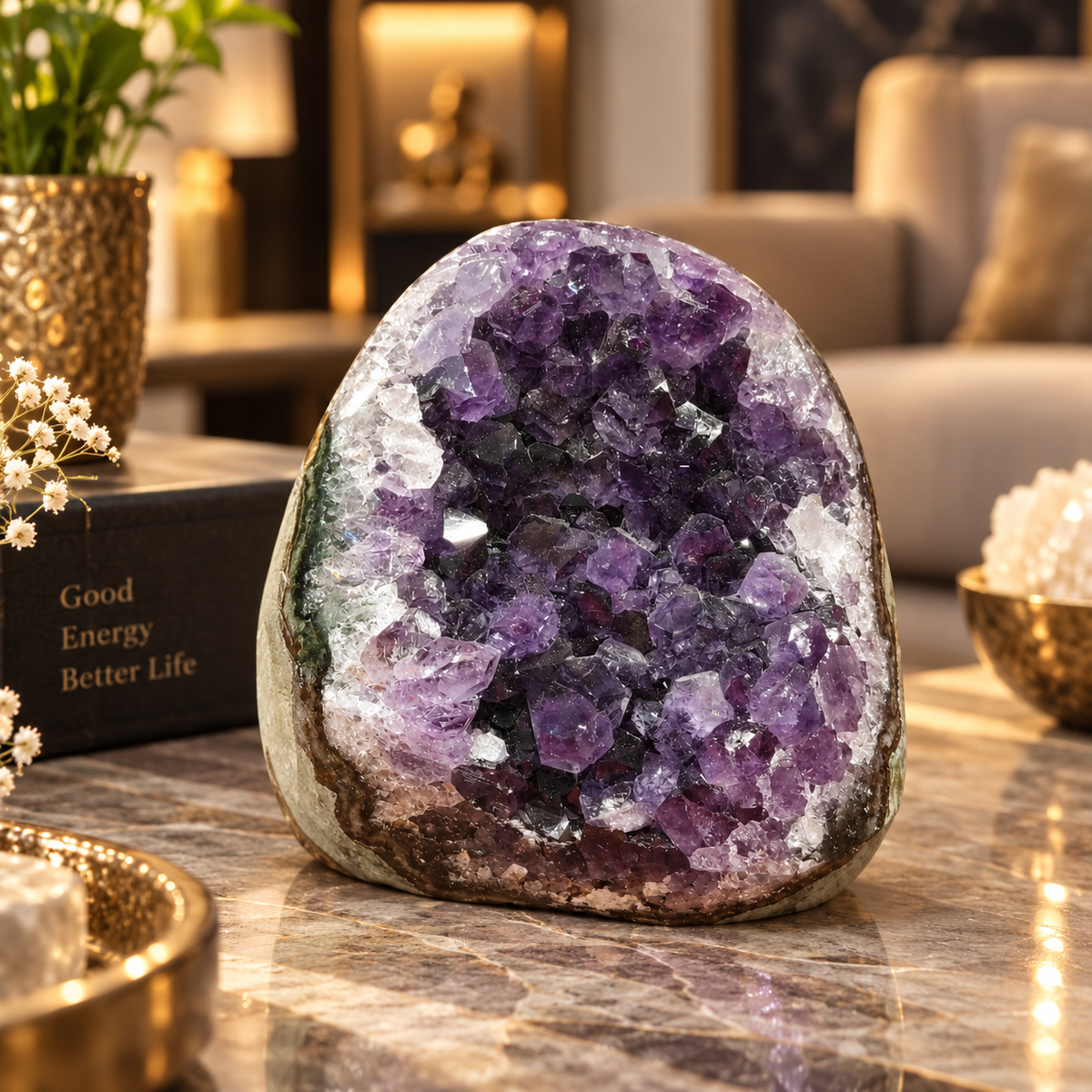 Premium Natural Amethyst Crystal – Purple Crystal Home Décor & Serenity Accent | Size: 7×6 | 300 Grams