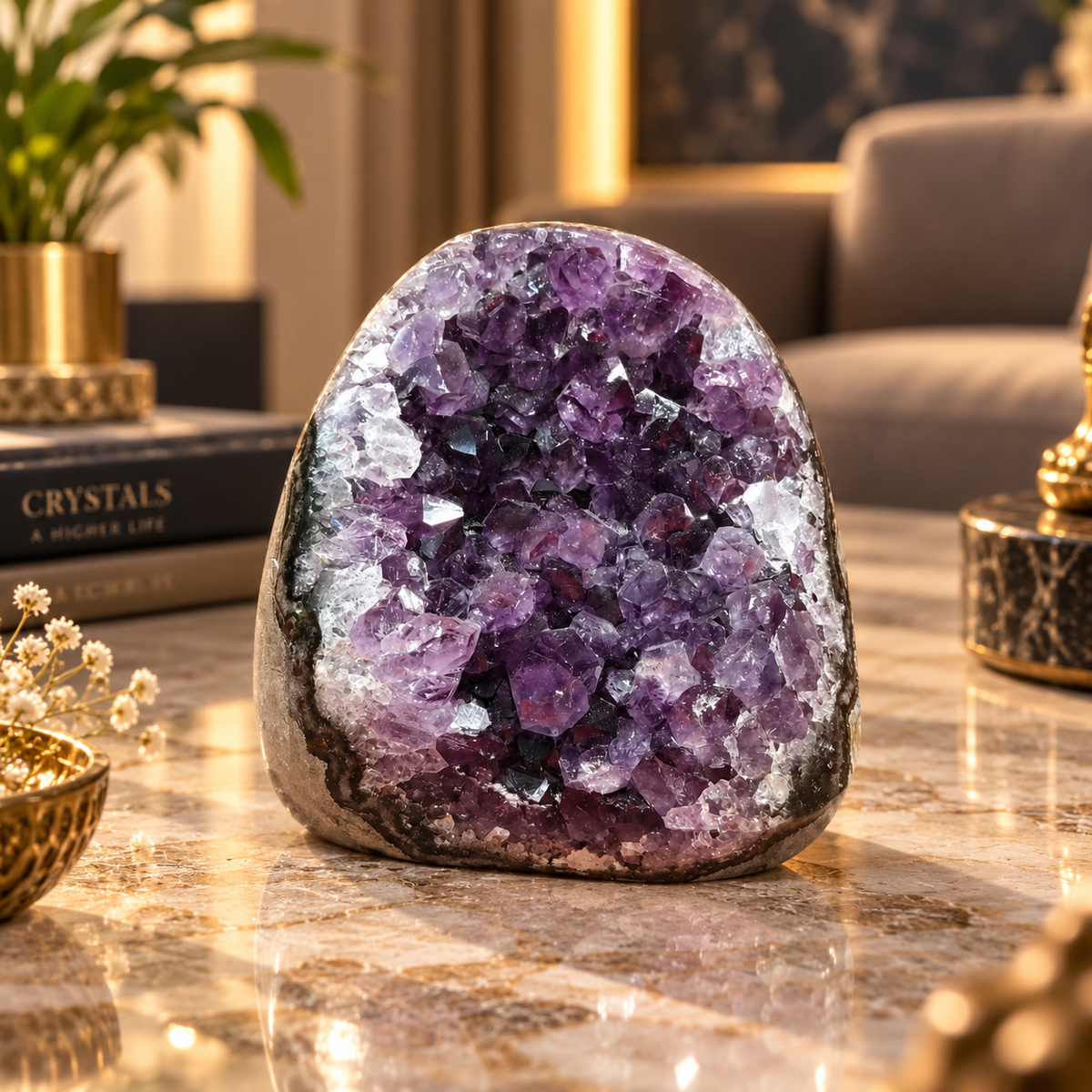 Premium Natural Amethyst Crystal – Purple Crystal Home Décor & Serenity Accent | Size: 7×6 | 300 Grams