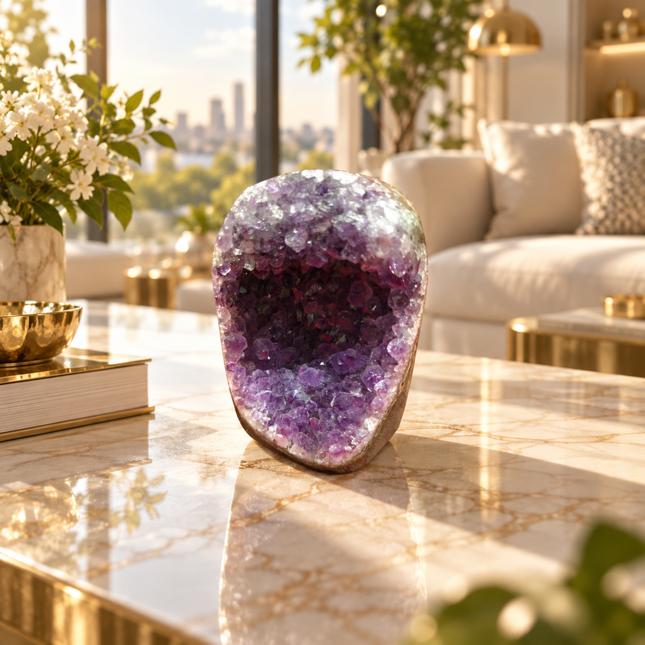 Premium Natural Amethyst Crystal – Purple Crystal Home Décor & Serenity Accent | Size: 7×9 | 535 Grams