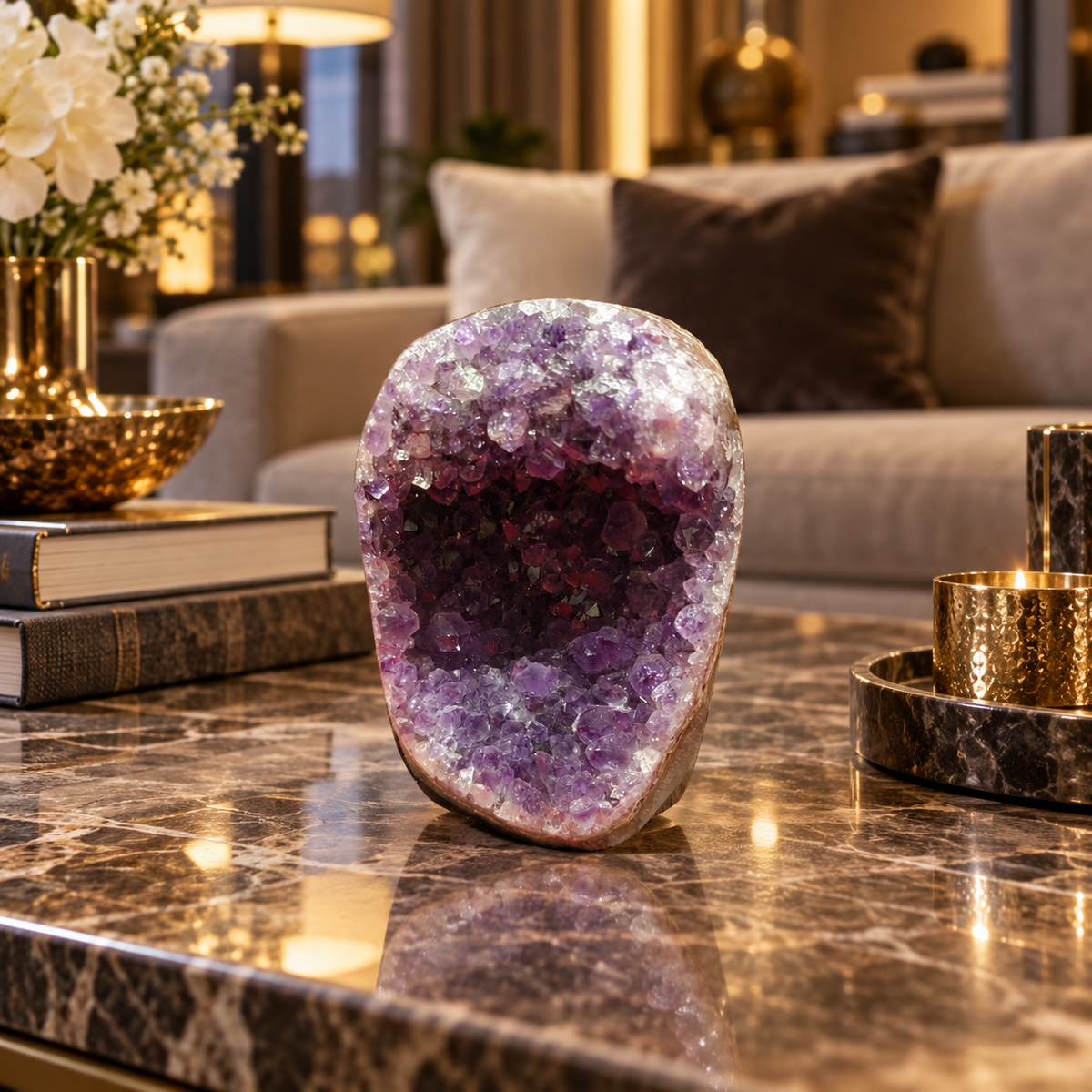 Premium Natural Amethyst Crystal – Purple Crystal Home Décor & Serenity Accent | Size: 7×9 | 535 Grams