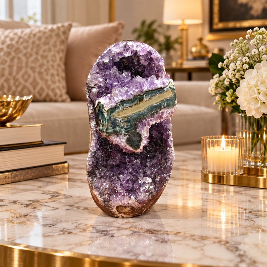 Premium Natural Amethyst Crystal – Purple Crystal Home Décor & Serenity Accent | Size: 6×11 | 653 Grams