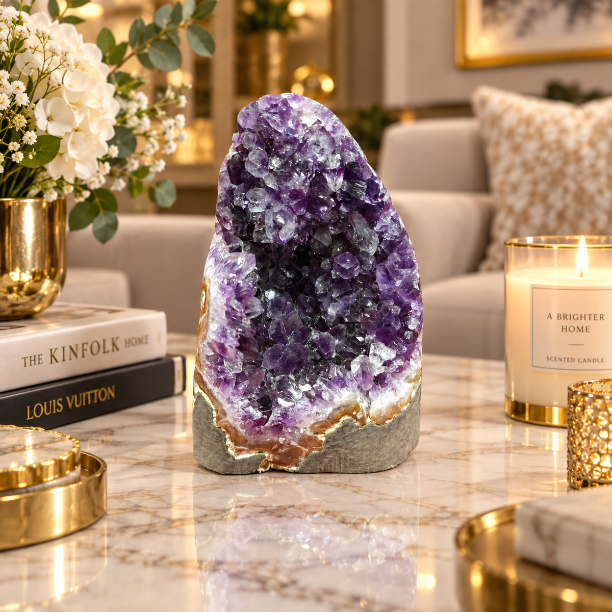 Premium Natural Amethyst Crystal – Purple Crystal Home Décor & Serenity Accent | Size: 8×11 | 930 Grams