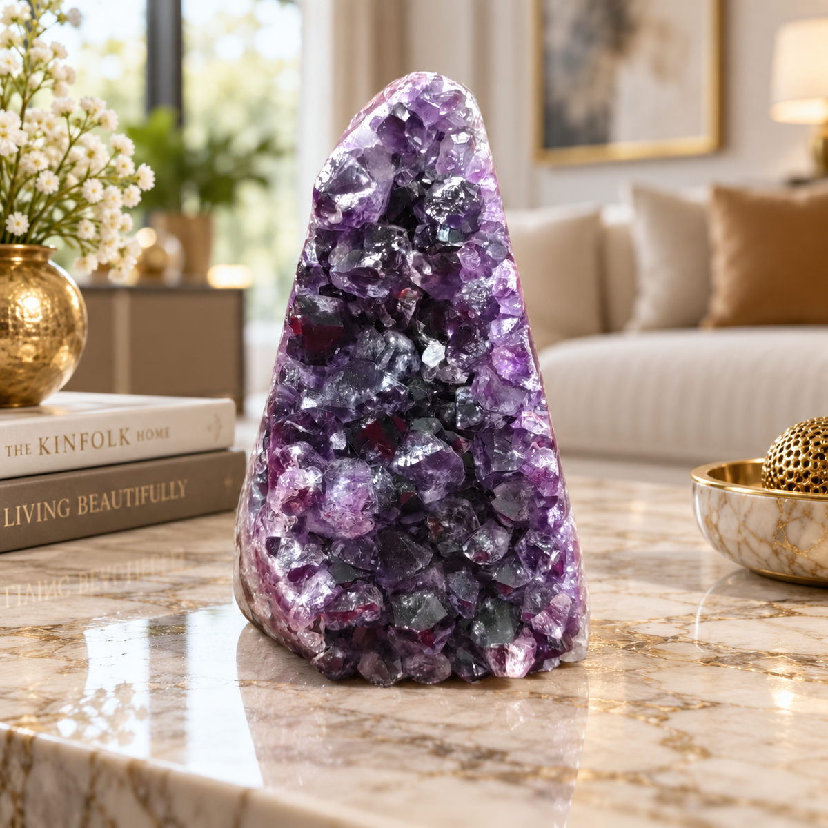 Premium Natural Amethyst Crystal – Purple Crystal Home Décor & Serenity Accent | Size: 14×10 | 1.249 KG