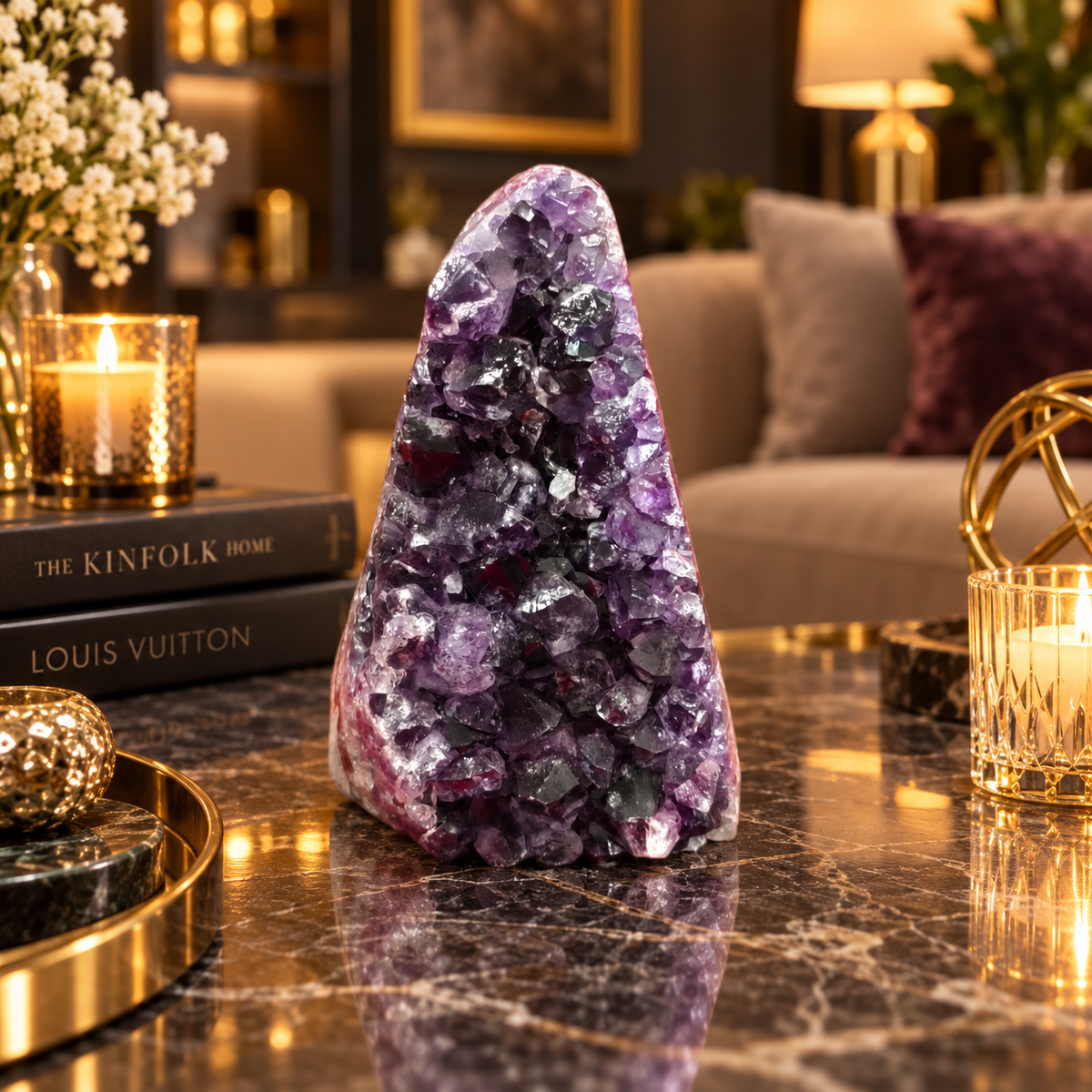 Premium Natural Amethyst Crystal – Purple Crystal Home Décor & Serenity Accent | Size: 14×10 | 1.249 KG